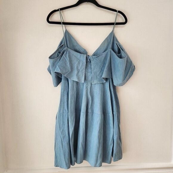 N/Nicholas Blue Chambray Dress Lighweight Boho Western Rodeo Women's 6 - Picture 4 of 10